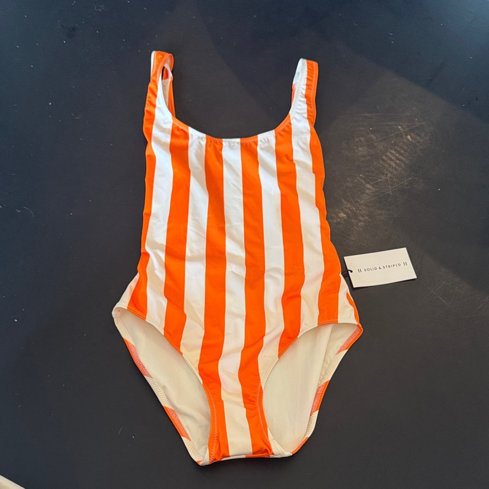 NWT Solid & Striped Orange and White Swimsuit